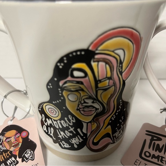 1- Hand Painted Pinklomein Mug by Eli & Ana ,Empowering, Black History, Artistic - Picture 5 of 6